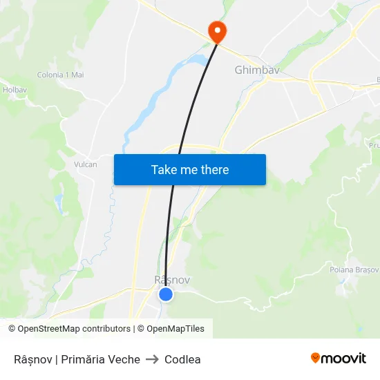 Râșnov | Primăria Veche to Codlea map