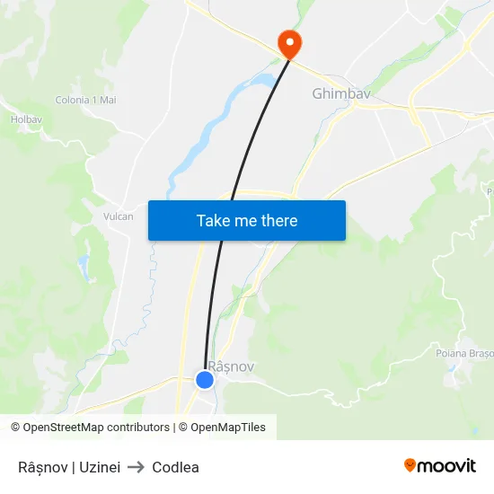Râșnov | Uzinei to Codlea map