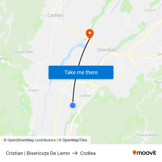 Cristian | Bisericuța De Lemn to Codlea map