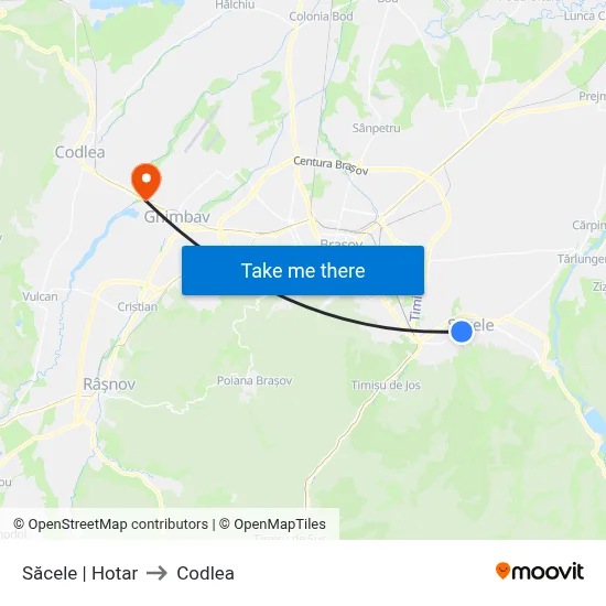 Săcele | Hotar to Codlea map