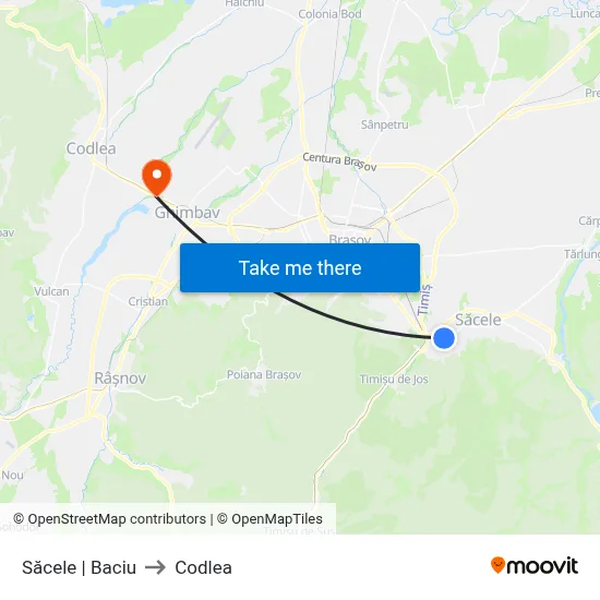 Săcele | Baciu to Codlea map
