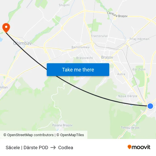 Săcele | Dârste POD to Codlea map