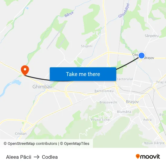 Aleea Păcii to Codlea map