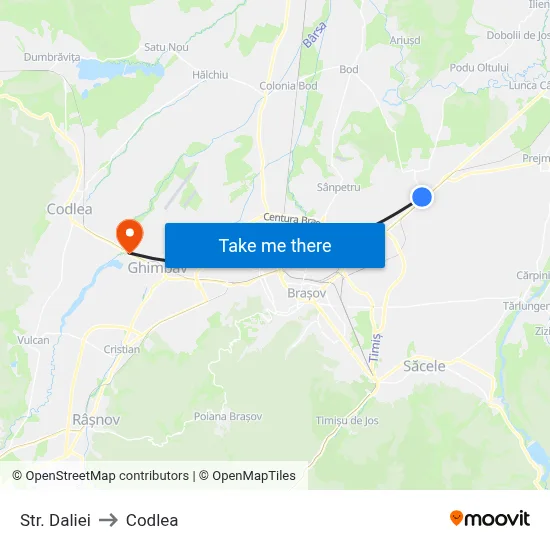 Str. Daliei to Codlea map