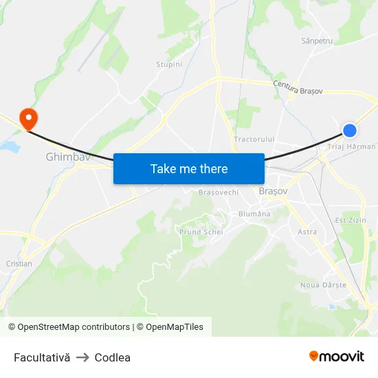 Facultativă to Codlea map