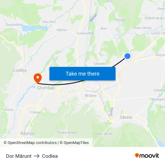 Dor Mărunt to Codlea map