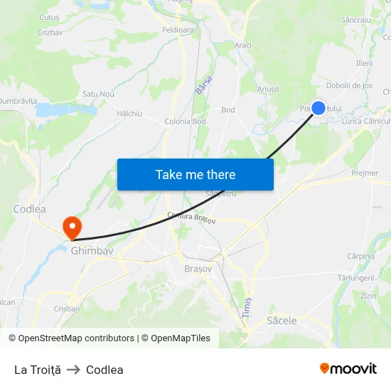 La Troiţă to Codlea map