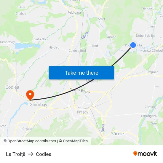 La Troiţă to Codlea map