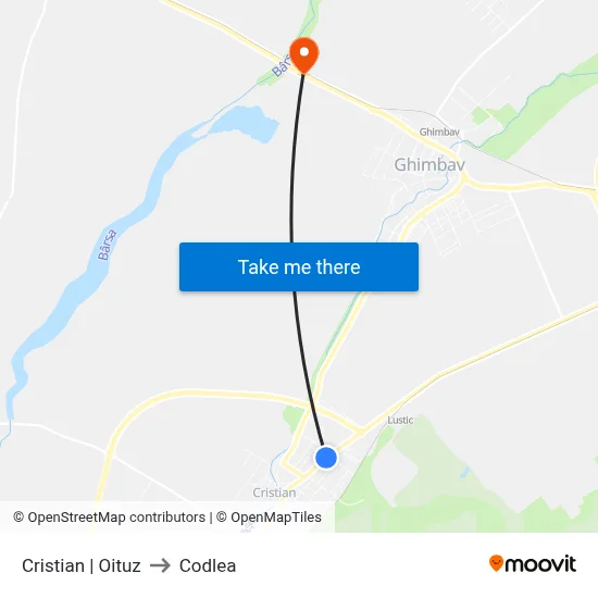 Cristian | Oituz to Codlea map