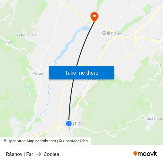 Râșnov | Fsr to Codlea map