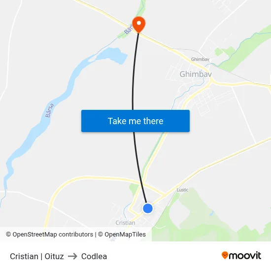 Cristian | Oituz to Codlea map