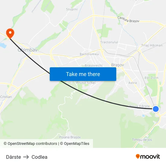 Dârste Hm. to Codlea map