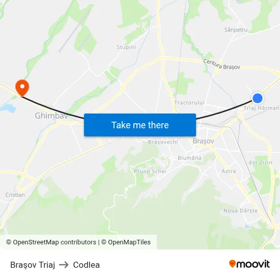 Braşov Triaj to Codlea map