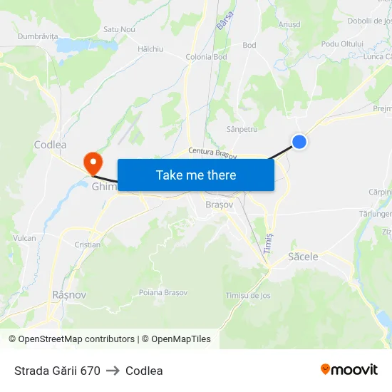 Strada Gării 670 to Codlea map