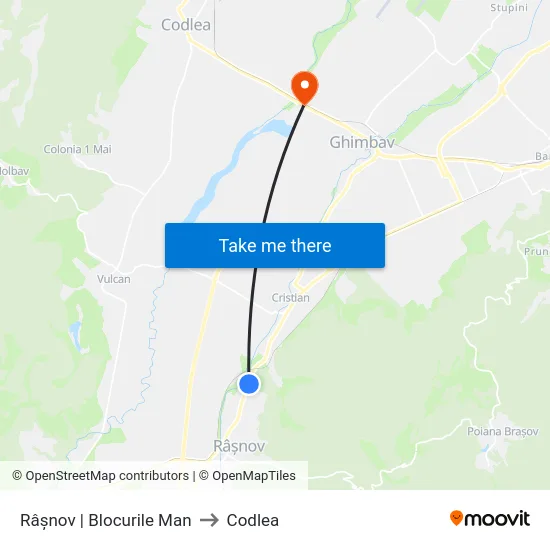 Râșnov | Blocurile Man to Codlea map