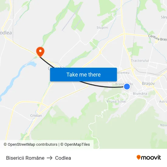 Bisericii Române to Codlea map