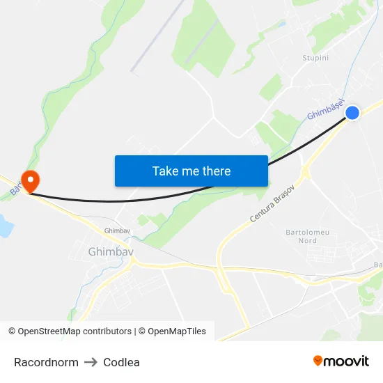 Racordnorm to Codlea map