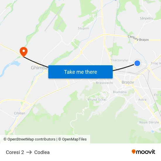 Coresi 2 to Codlea map