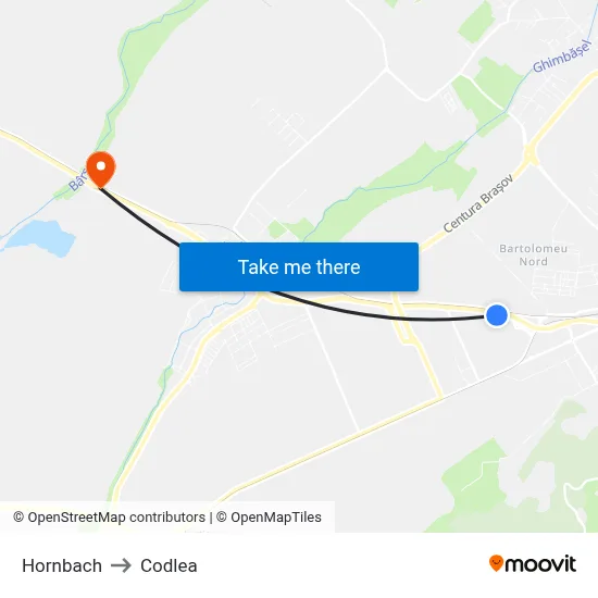 Hornbach to Codlea map