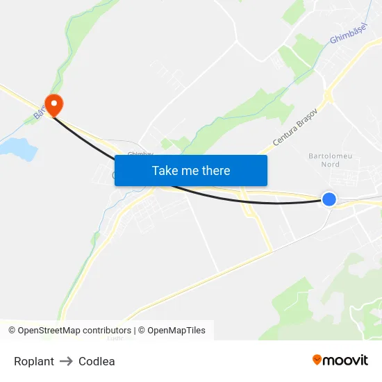 Roplant to Codlea map