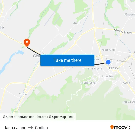 Iancu Jianu to Codlea map