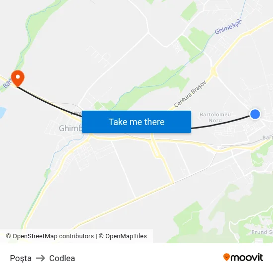 Poşta to Codlea map