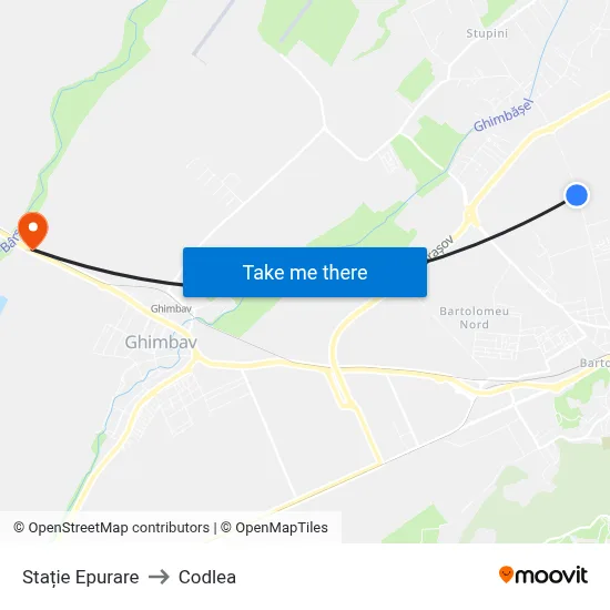 Stație Epurare to Codlea map