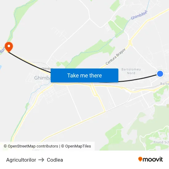 Agricultorilor to Codlea map