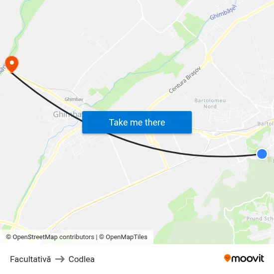 Facultativă to Codlea map