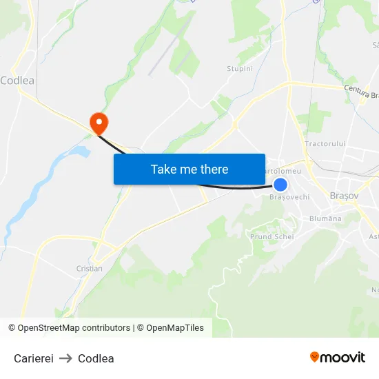 Carierei to Codlea map
