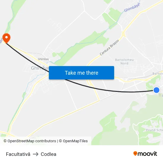 Facultativă to Codlea map