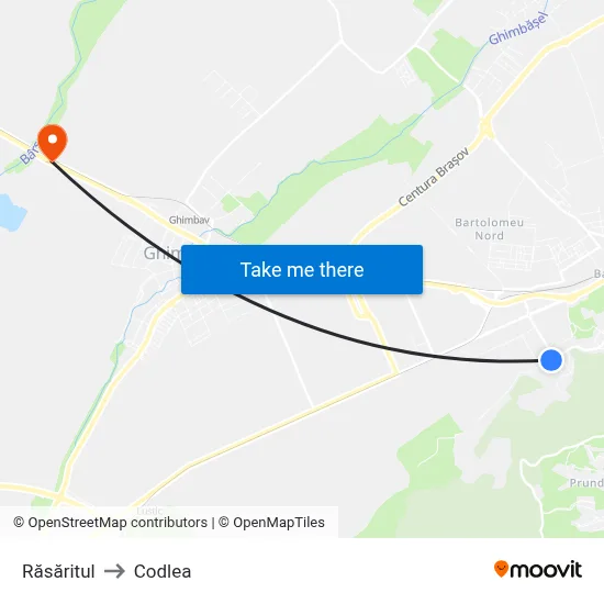 Răsăritul to Codlea map