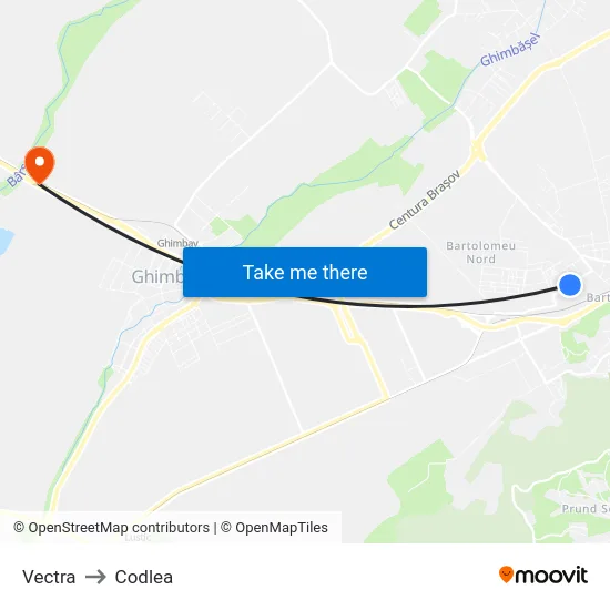 Vectra to Codlea map