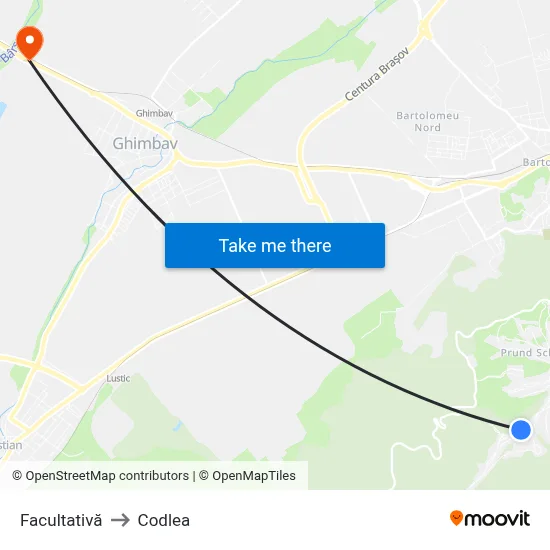 Facultativă to Codlea map