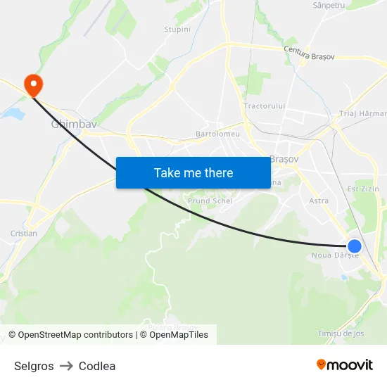 Selgros to Codlea map