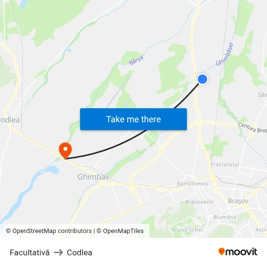 Facultativă to Codlea map