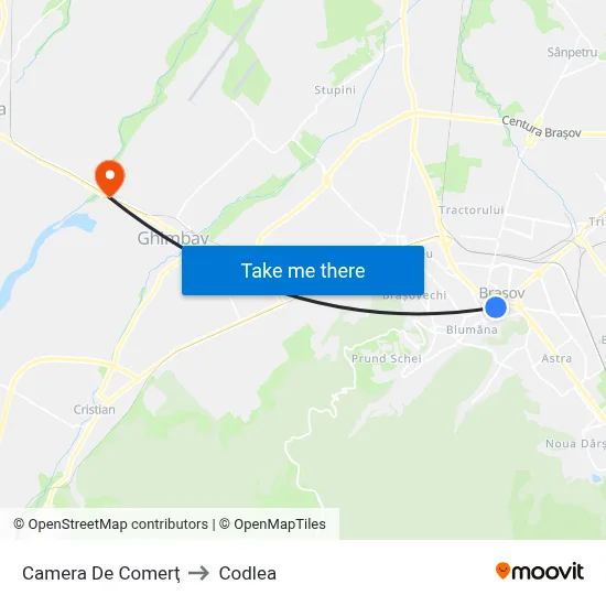 Camera De Comerţ to Codlea map