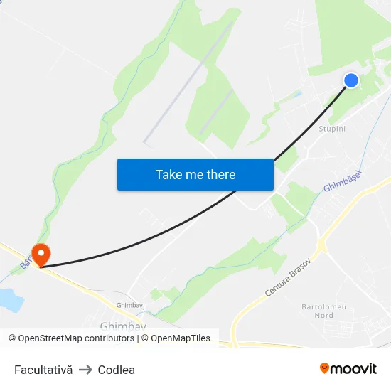 Facultativă to Codlea map