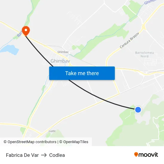 Fabrica De Var to Codlea map
