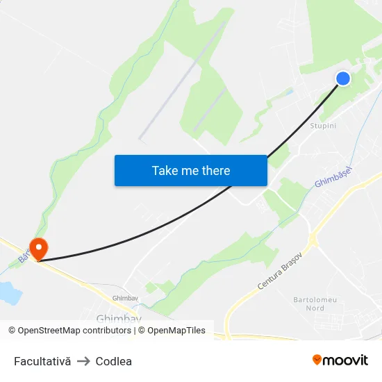 Facultativă to Codlea map