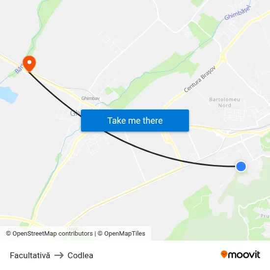 Facultativă to Codlea map