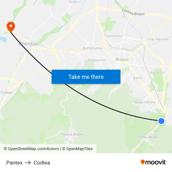 Pantex to Codlea map
