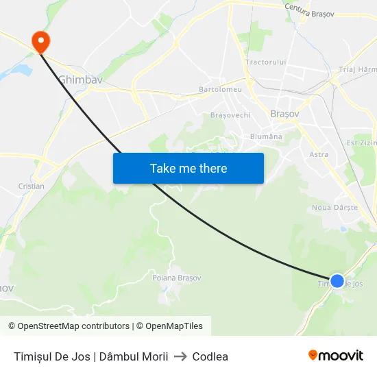Timișul De Jos | Dâmbul Morii to Codlea map