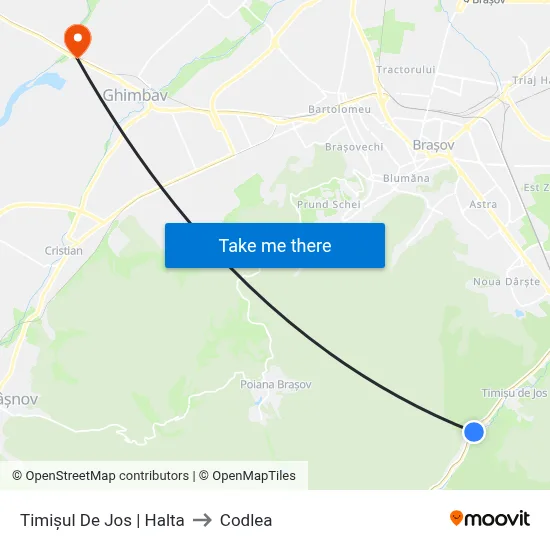 Timișul De Jos | Halta to Codlea map