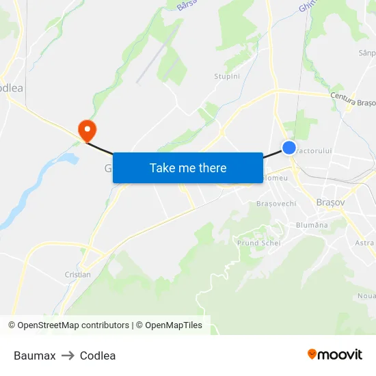 Baumax to Codlea map