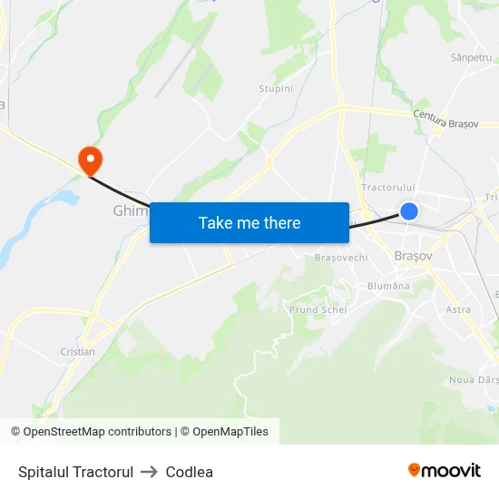 Spitalul Tractorul to Codlea map