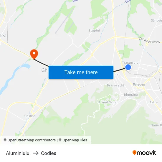 Aluminiului to Codlea map