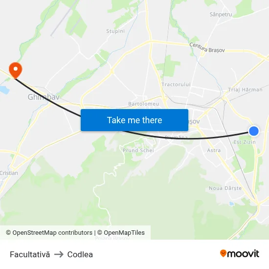 Facultativă to Codlea map