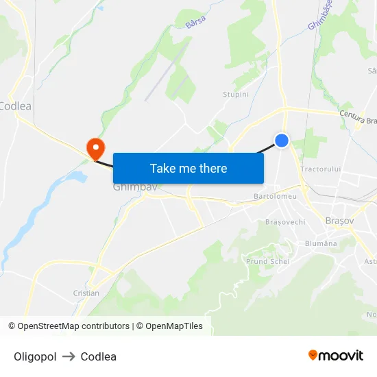 Oligopol to Codlea map