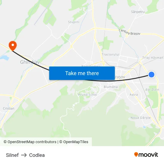 Silnef to Codlea map